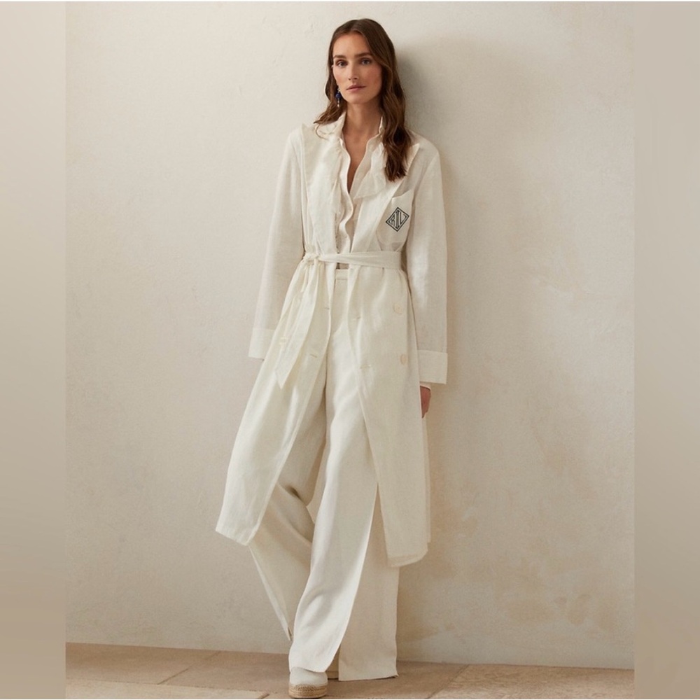 Ralph Lauren Purple Label Cream Wide Leg Pants